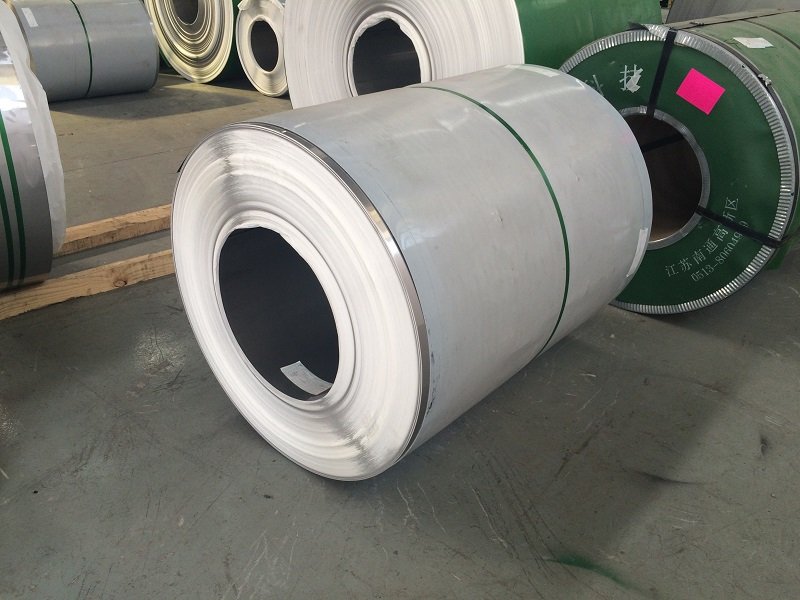 Stainless steel coil stored with other metal coils